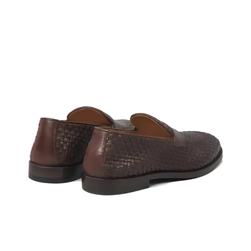 Brunello Cucinelli Penny-slot Woven Leather Loafers-3