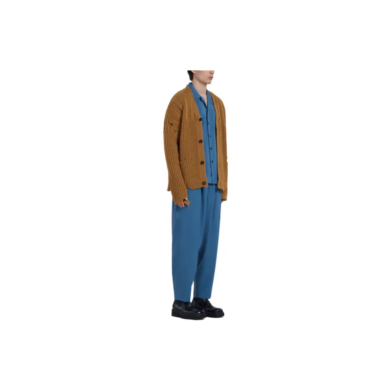 MARNI Tropical Wool Bowling Shirt Shirt Men's Blue-1