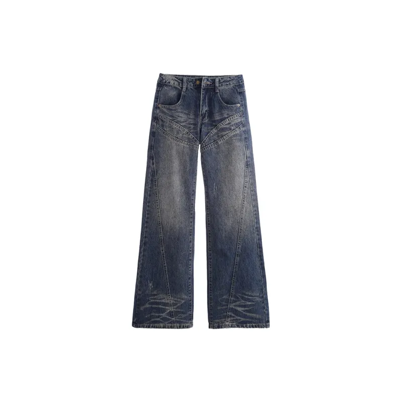 KUNZHUDAXIANG Jeans Women's Vintage Blue-24