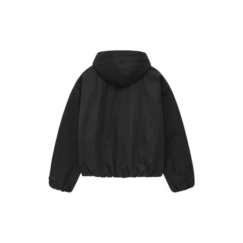 Fear Of God Essentials Women'ss Textured Nylon Hooded Bomber Black-1