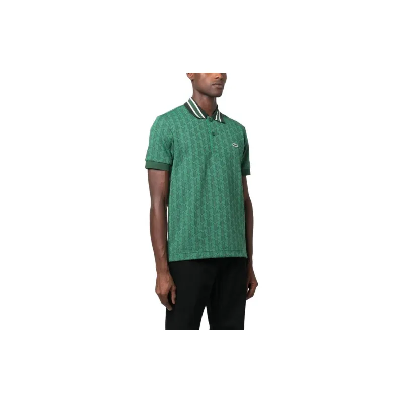 LACOSTE Geometric Pattern Logo appliqué Polo Shirt-3