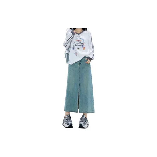 Rose Denim Long Skirts Women's Emerald Green