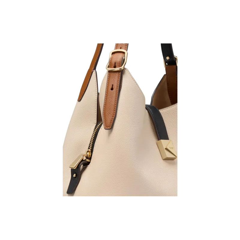 Kate Spade Litchi Grain Cow Leather One Shoulder Handbag Medium Size Women's Ivory-4