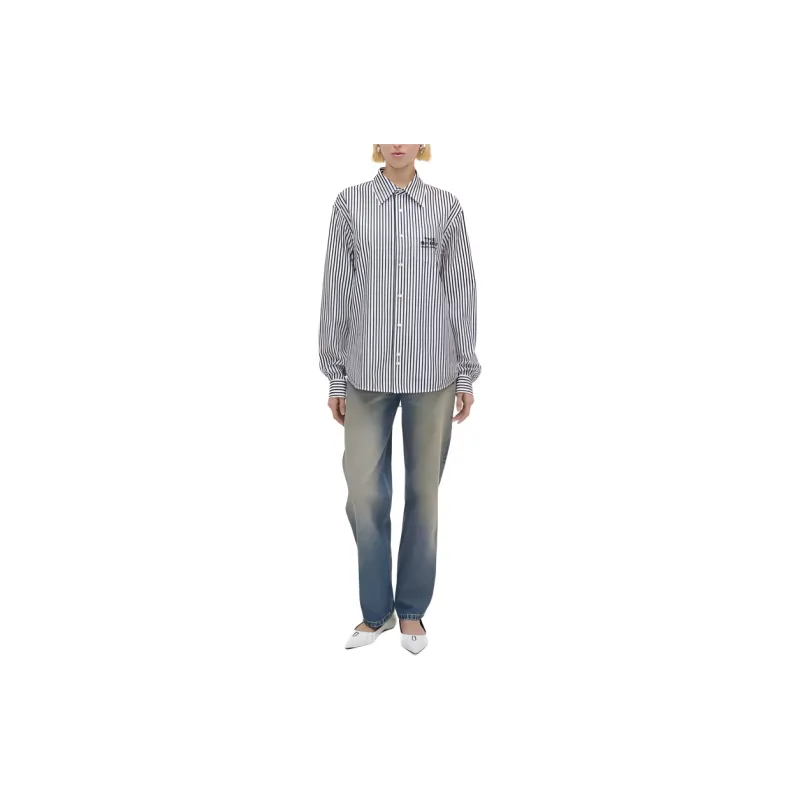 MARC JACOBS The Striped Logo Embroidered Shirt-3