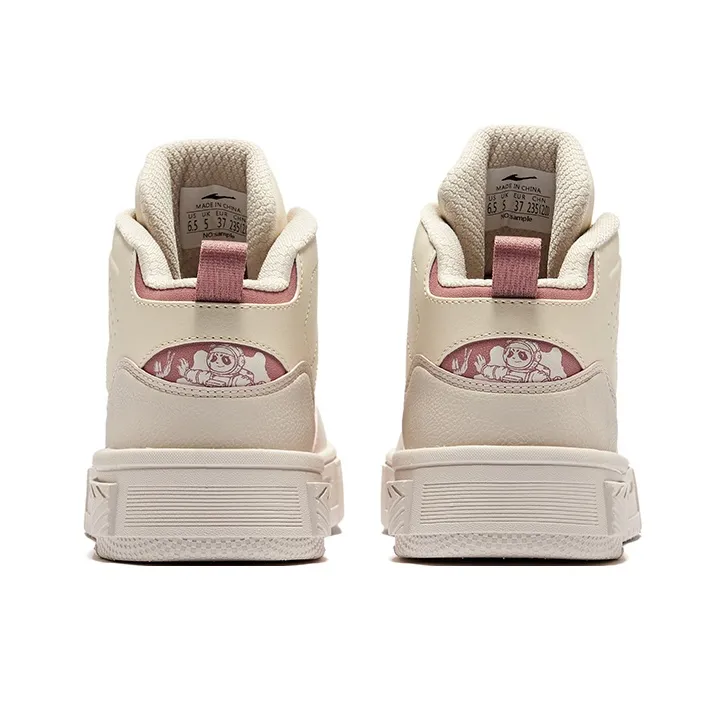 Erke Wear-Resistant Slip-Resistant High-Top Skateboard Shoes Women's Egg Milk Gray Powder Brush Gray-3