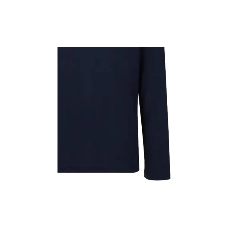 EMPORIO ARMANI Solid Dark Fly Long Sleeve Polo Shirt Men's Blue-3