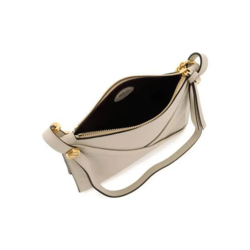 Mulberry Silky Calfskin Clutch, Shoulder Bag, Crossbody Bag, Handbag Medium Size Women's Ecru-4