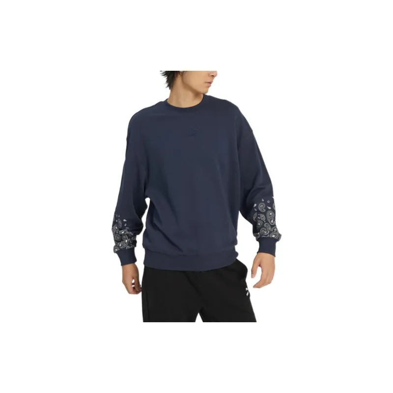 PUMA Cashew Flower Sweatshirts Unisex Blue-2