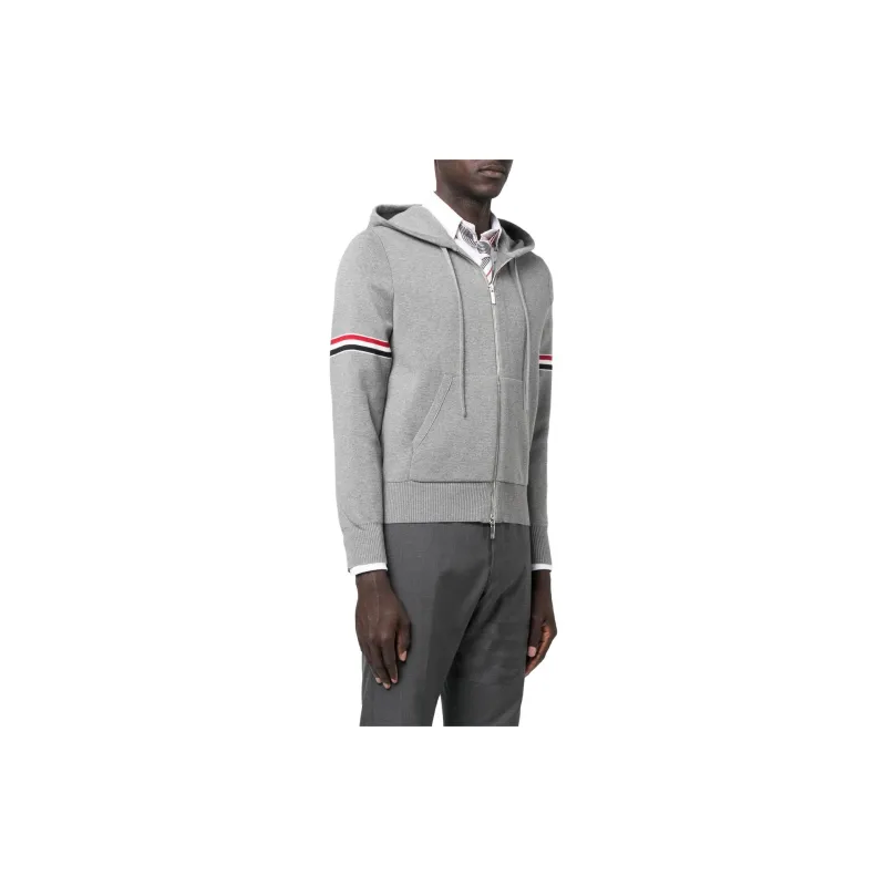 THOM BROWNE Zip Up Drawstring Hoodie-2