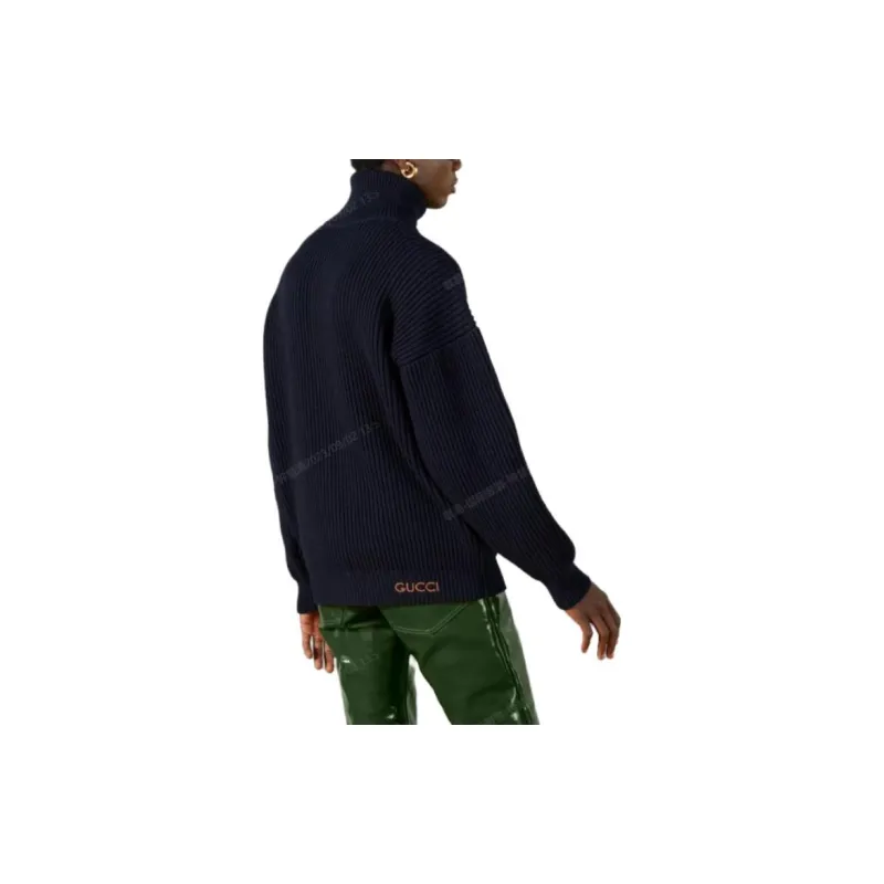 GUCCI Logo Embroidered Zipped Sweater-3