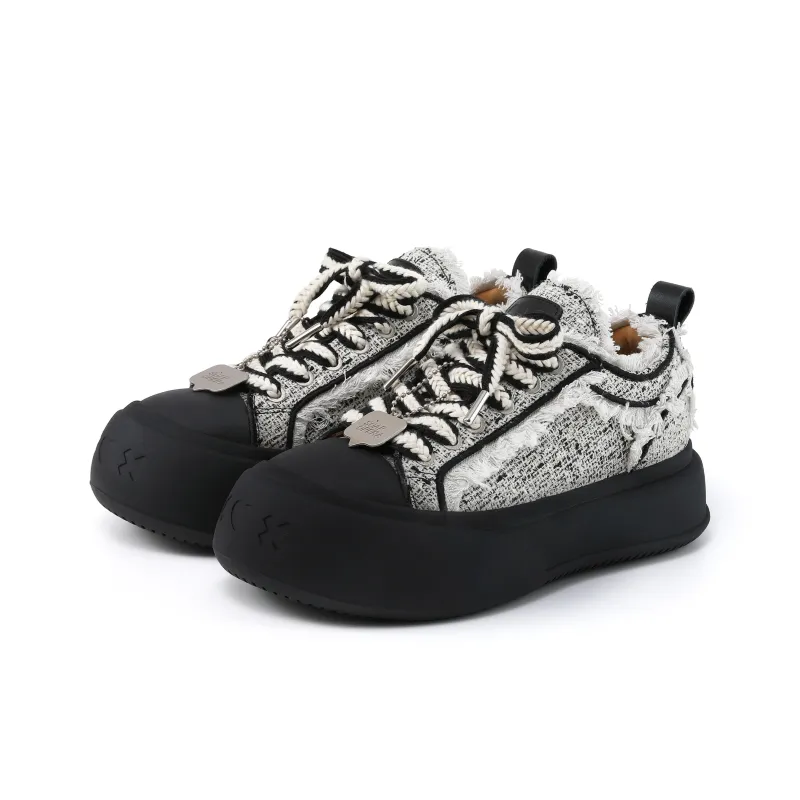 SOAP OPERA Basic Collection Anti Slip And Wear Resistant Height Increasing Low Top Canvas Shoes Unisex Black White-3
