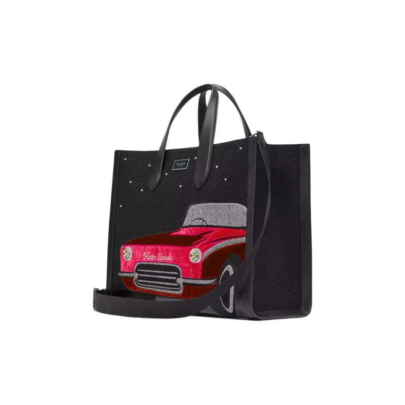 Kate Spade Manhattan Polyester Tote Bag Shopping Bag Shoulder Bag Crossbody Bag Handbag Large Size Women's Black-1