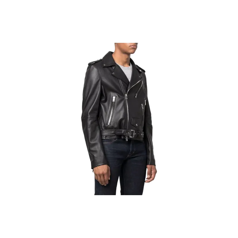 AMIRI Perfecto Leather Jacket With Paint Embroidery-3