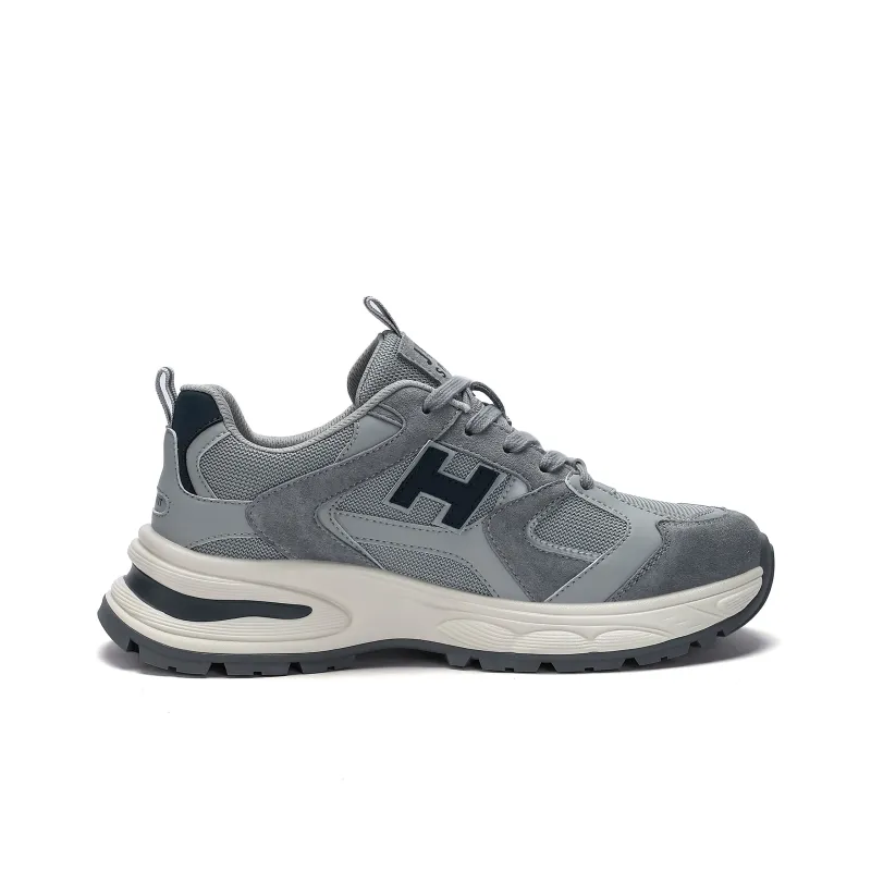 JEEP SPIRIT Height Increasing Wear Resistant Lightweight Slip Resistant Low Top Chunky Sneakers Men's Moon Dust Gray-1