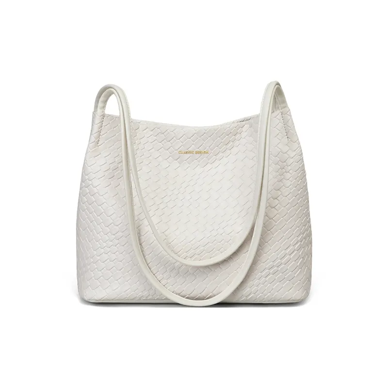 COMELY Synthetic Leather Tote Handbag, Shoulder Bag Regular Medium Size Women's White-2