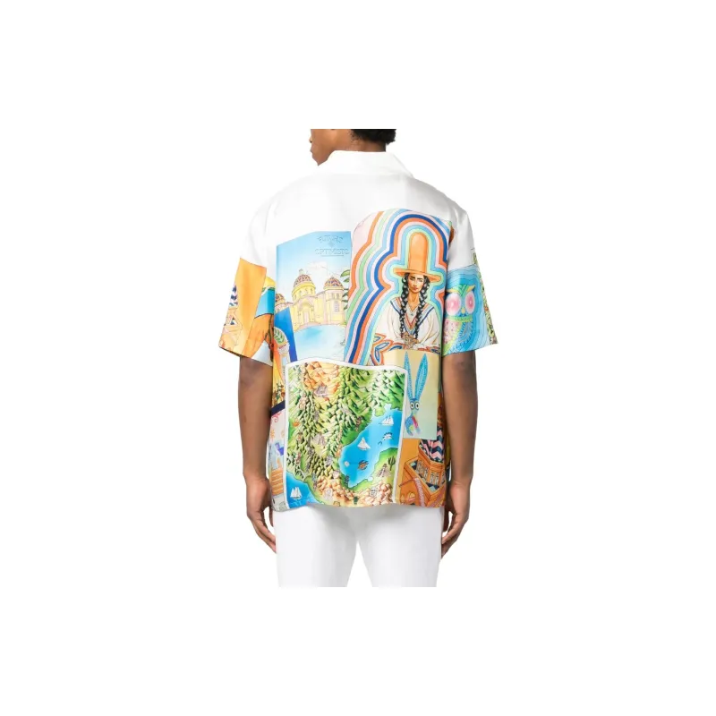 CASABLANCA Cuban Collar Short Sleeve Shirt-2