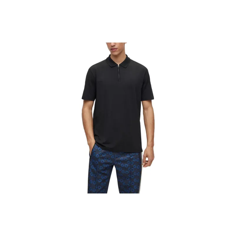 HUGO BOSS Half-zip Cotton Blend Polo Shirt-1