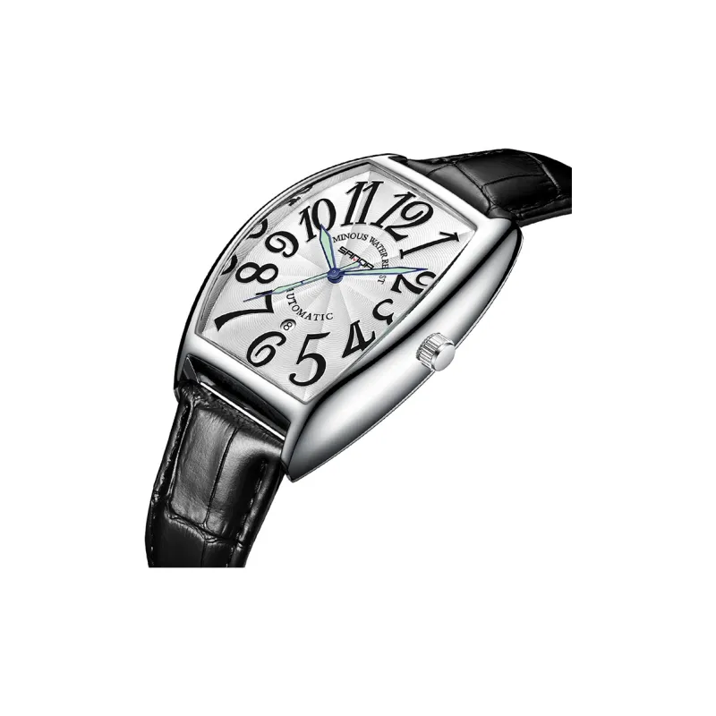 Sanda Mechanical Movement Leather Strap Watch Men's Watches Black Dial-7
