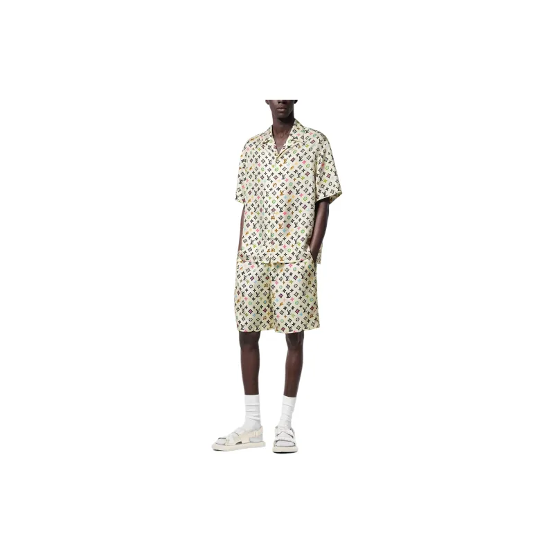 LOUIS VUITTON By Tyler The Creator Monogram Printed Short Sleeved Silk Shirt-2