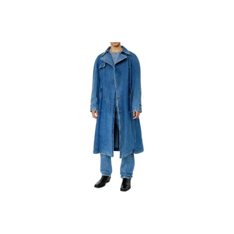 DIESEL Trench Coats Men Denim Blue-1