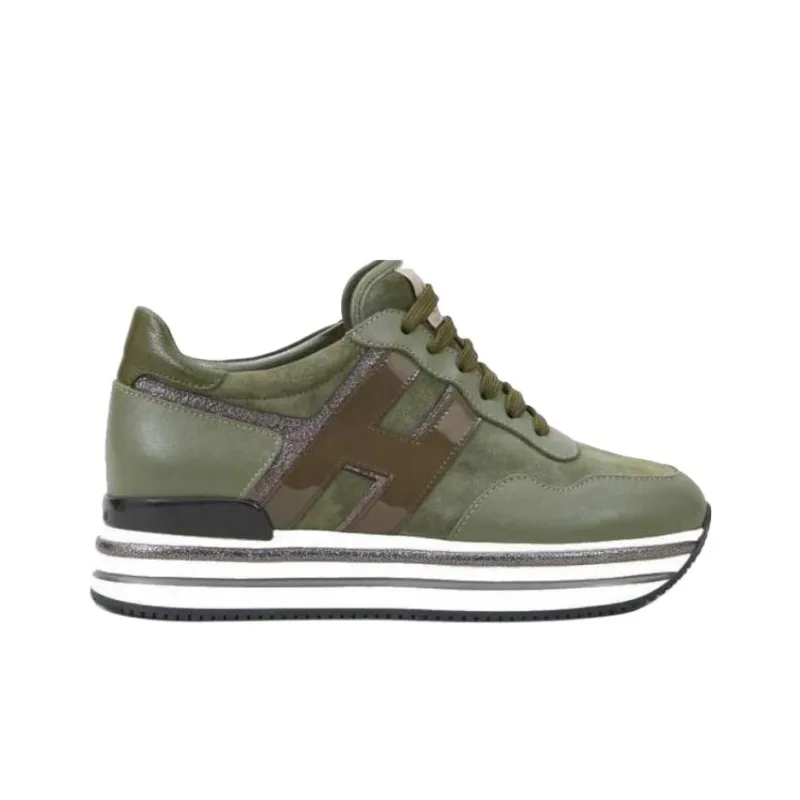 HOGAN H468 Low-Top Casual Shoes Women's Green-1