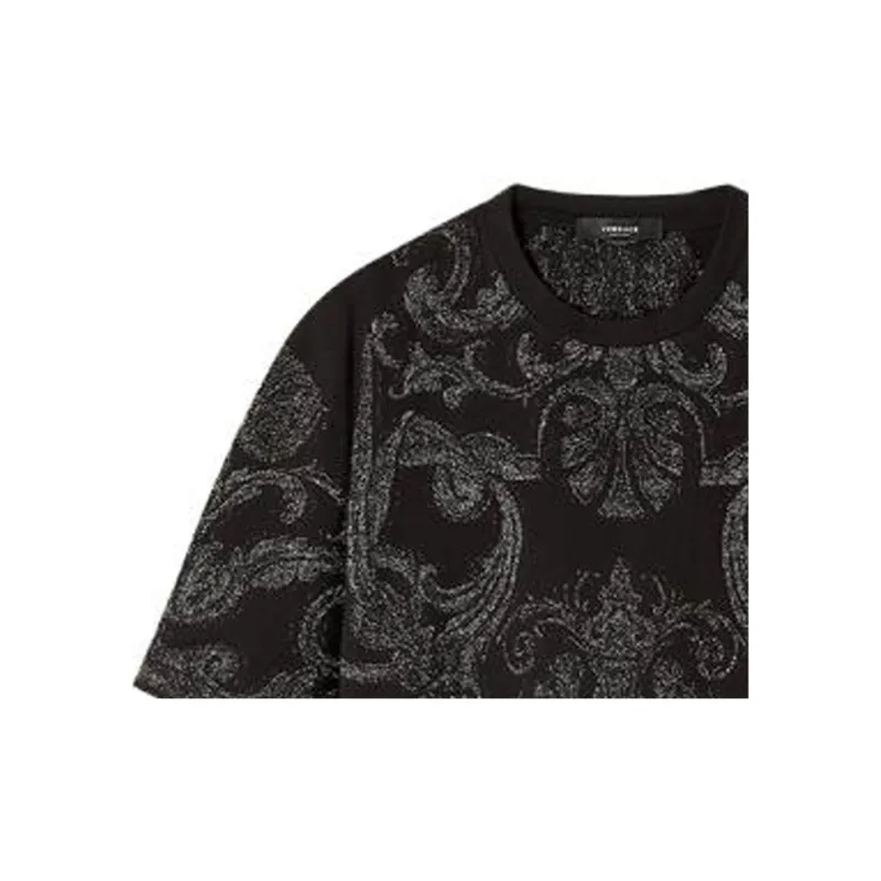 VERSACE Metallic Barocco print T shirt-5