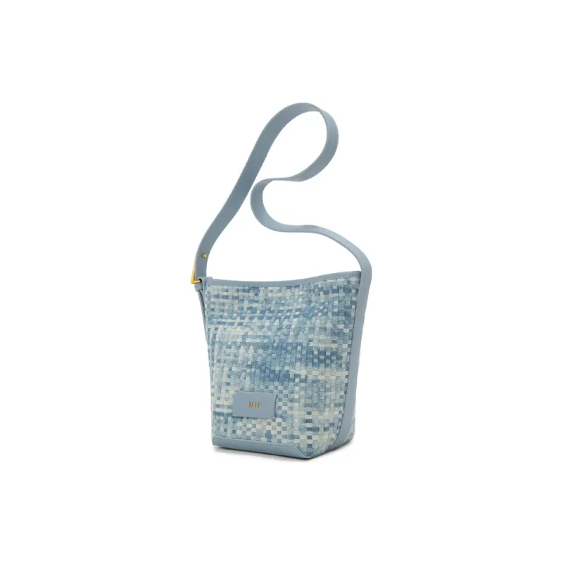 ELLE Fabric Multi Compartment With Leather Large Bucket Shoulder Bag Medium Size Women's Multicolor-5