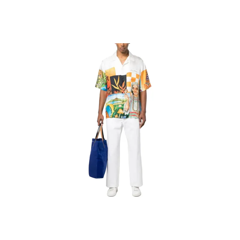CASABLANCA Cuban Collar Short Sleeve Shirt-1