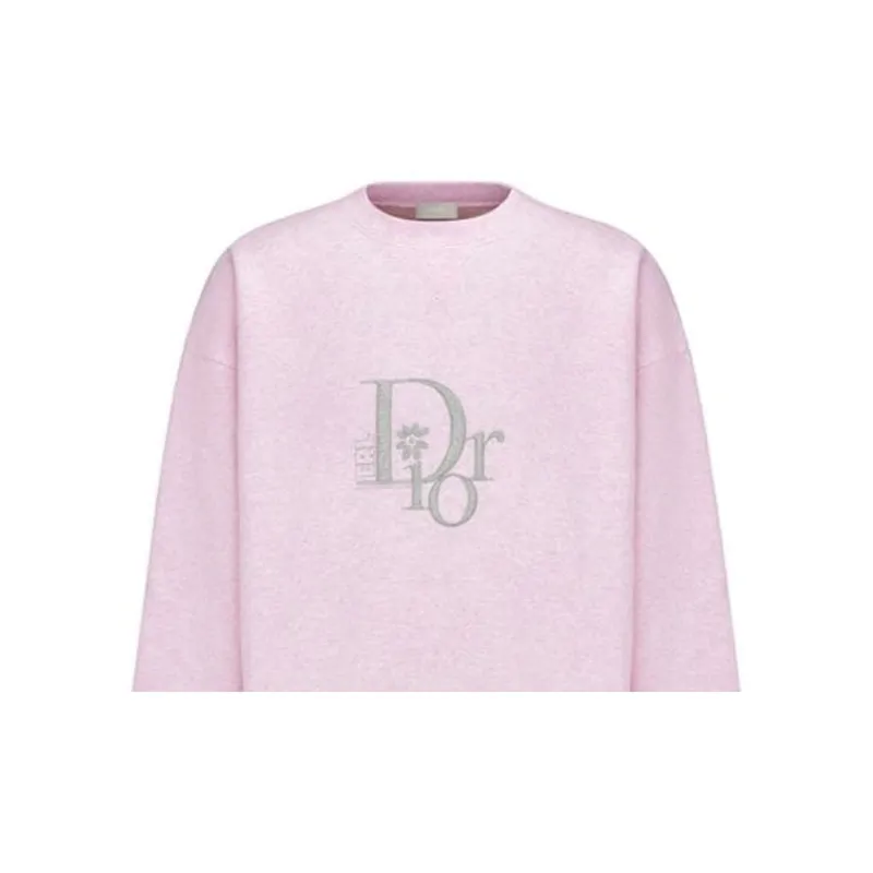 DIOR X ERL SS23 Oversized Sweatshirt Heathered Pink Cotton Fleece-5