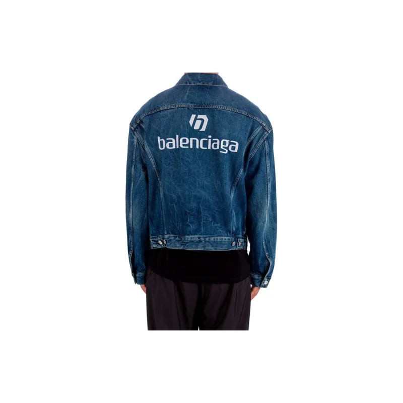 Balenciaga Denim Jacket Regular Fit Unisex Blue-3