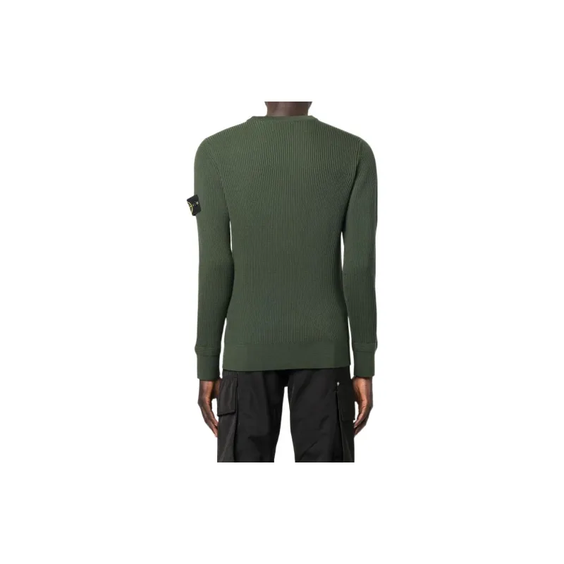 STONE ISLAND Logo Patch Ribbed Jumper-2