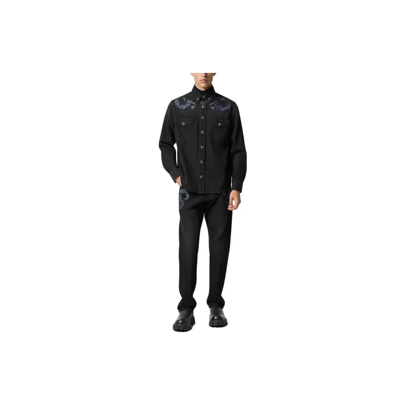 VERSACE Barocco embroidered Mid rise Straight leg Jeans-1