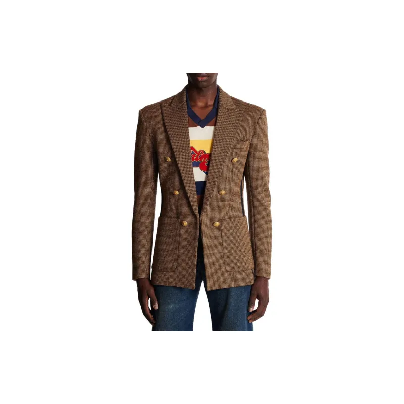 BALMAIN Houndstooth Peak lapels Blazer-1