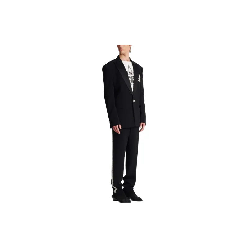 BALMAIN Logo Embellished Sleeved Blazer-3