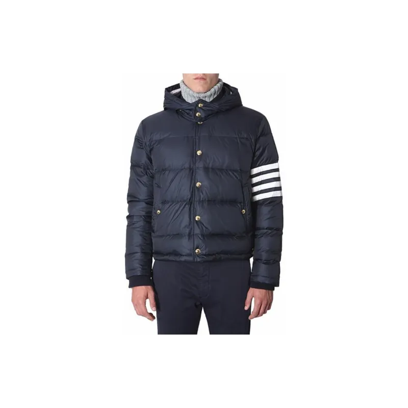 THOM BROWNE 4 Bar Hooded Buttoned Jacket-5
