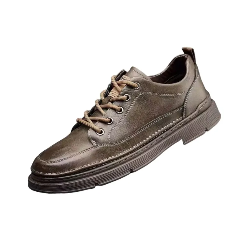 Mr. Thorn Tree Breathable Wear Resistant Cushioning Height Increasing Low Top Casual Shoes Men's Brown-2