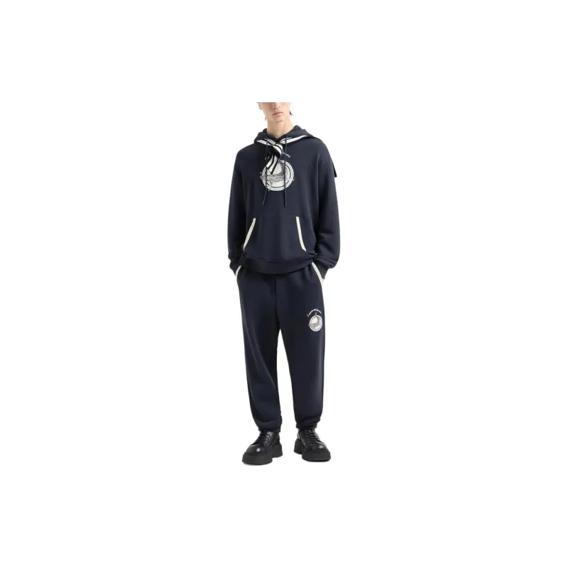 EMPORIO ARMANI Logo Printed Drawstring Hoodie-1