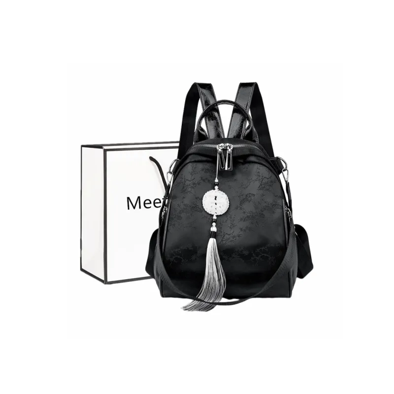 Fitchell Pu Backpack Women's Black/Silver-0