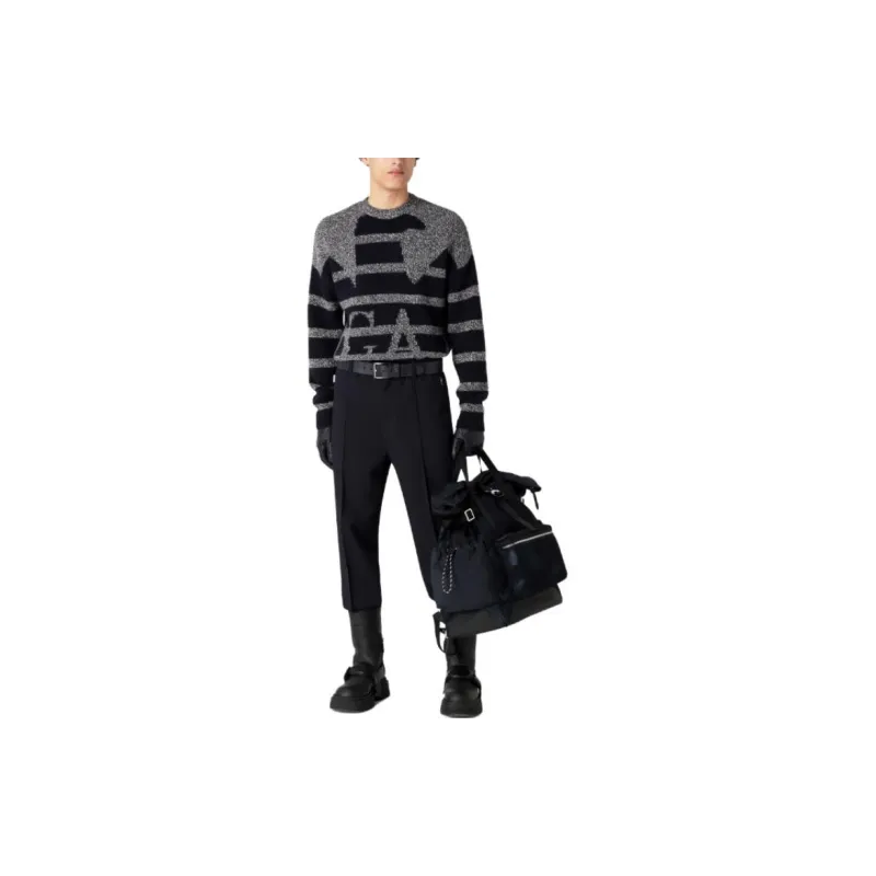 EMPORIO ARMANI Logo Intarsia Knit Crewneck Jumper-4