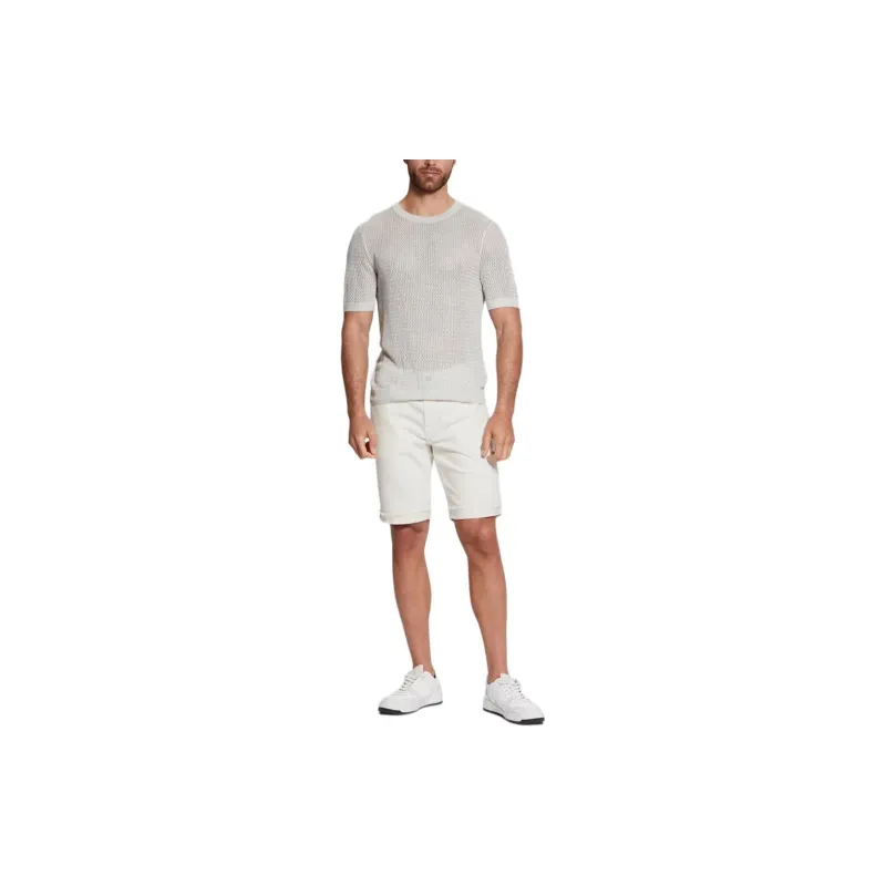 GUESS SS24 Eco Noah Open-Knit Sweater Tee T-Shirt Men's Light Gray-1