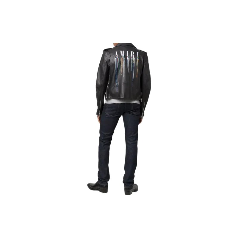 AMIRI Perfecto Leather Jacket With Paint Embroidery-2