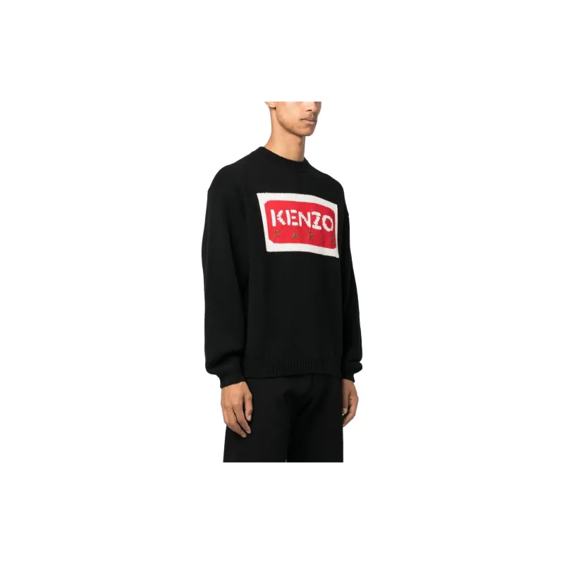 KENZO Logo Intarsia Knitted Crewneck Jumper-4