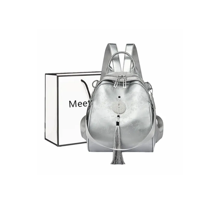 Fitchell Pu Backpack Women's Black/Silver-5