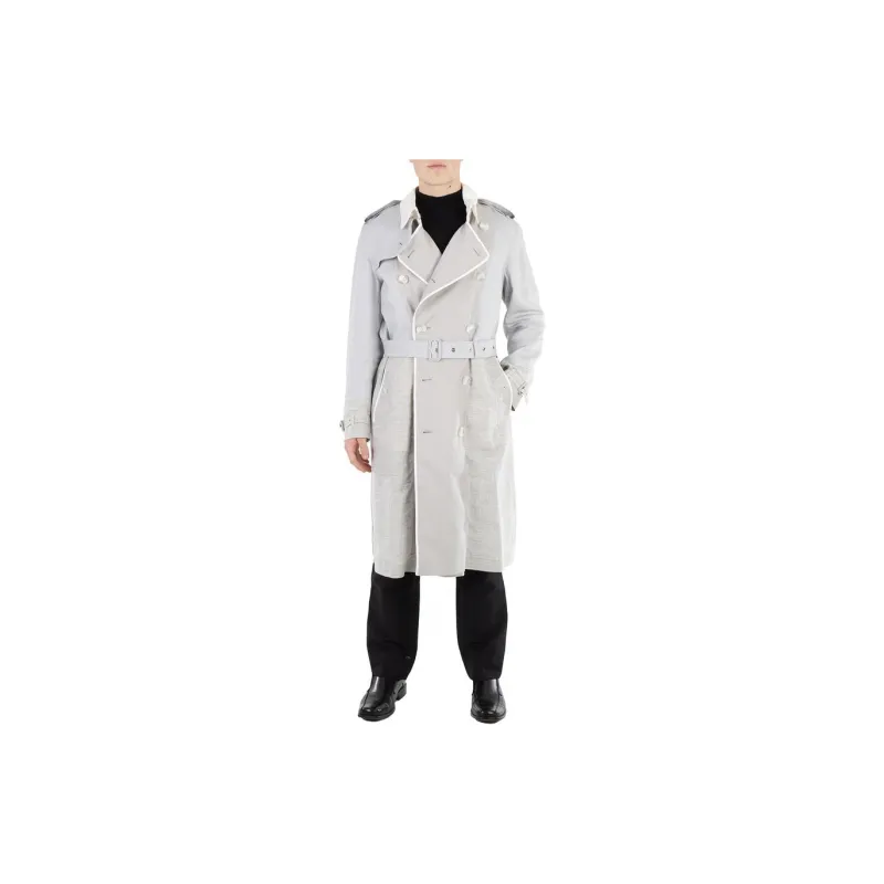 Burberry Trench Coat Men's Gray White-5