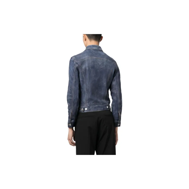 Martine Rose Leather Jacket Unisex Blue-2