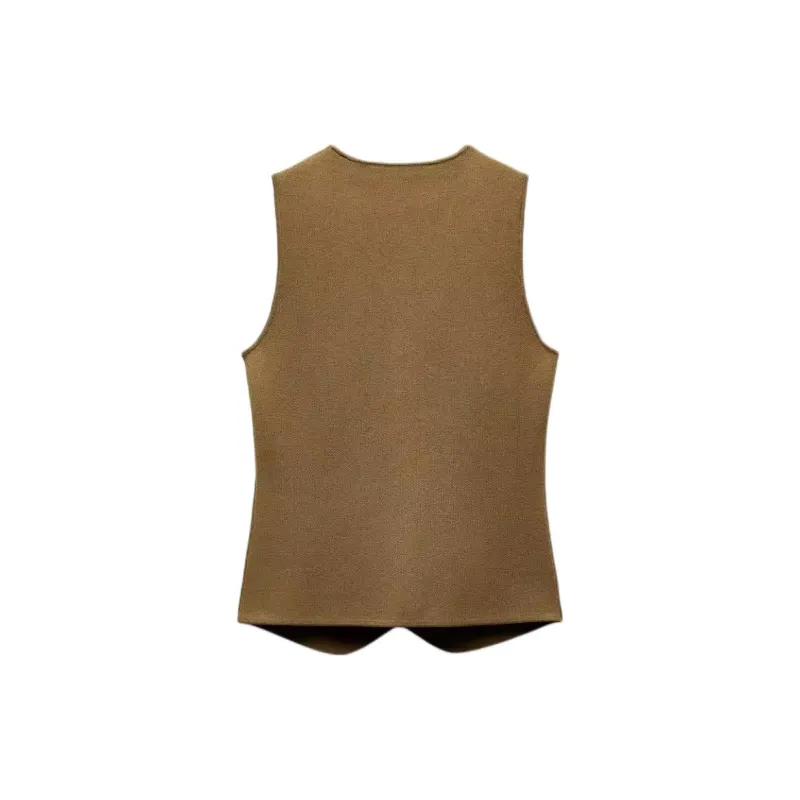 ZARA Vests Women's Brown-1