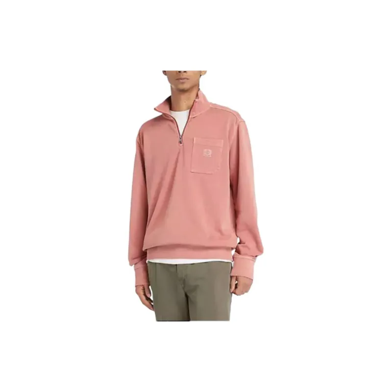 Timberland Garment Dye Quarter-Zip Sweatshirt Sweatshirt Men's Pink-3