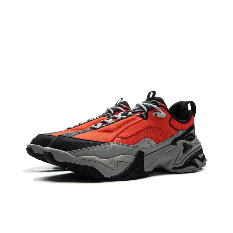 LiNing CF Su Chi 3 Anti Slip Wear Resistant Low Top Hiking Shoes Unisex Gray Orange-2