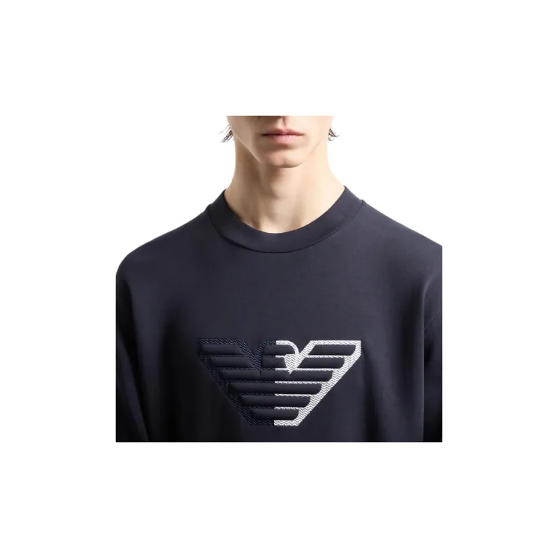 EMPORIO ARMANI Double jersey Sweatshirt With Embossed Oversized Eagle On A Chevron Background-4