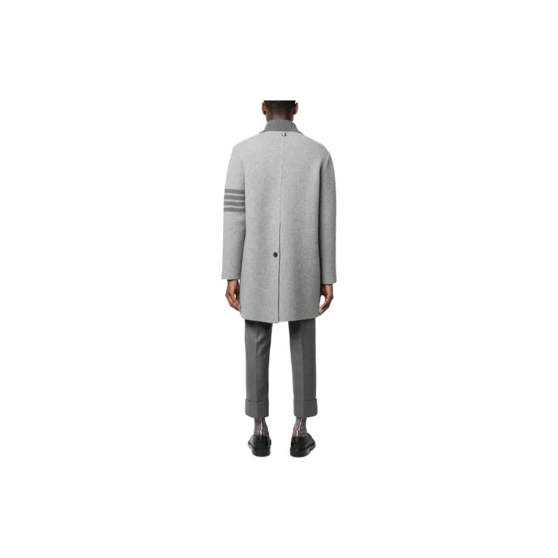 THOM BROWNE Stripe trim Detail Single breasted Coat-2